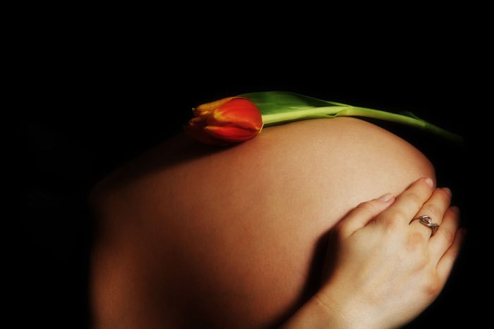 kismama fotózás tulipánnal 